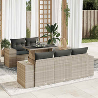 Thumbnail for 6-tlg. Garten-Sofagarnitur mit Kissen Hellgrau Poly Rattan