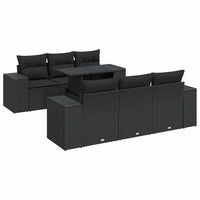 Thumbnail for 7-tlg. Garten-Sofagarnitur mit Kissen Schwarz Poly Rattan