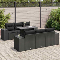 Thumbnail for 7-tlg. Garten-Sofagarnitur mit Kissen Schwarz Poly Rattan