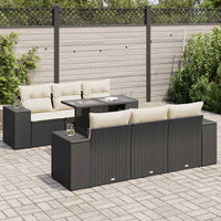 Thumbnail for 7-tlg. Garten-Sofagarnitur mit Kissen Schwarz Poly Rattan
