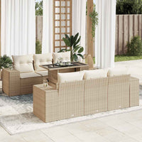 Thumbnail for 7-tlg. Garten-Sofagarnitur mit Kissen Beige Poly Rattan