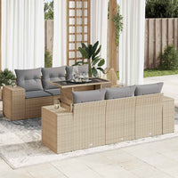Thumbnail for 7-tlg. Garten-Sofagarnitur mit Kissen Beige Poly Rattan