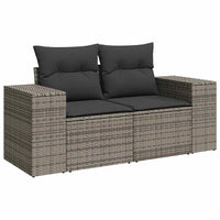 Thumbnail for 7-tlg. Garten-Sofagarnitur mit Kissen Grau Poly Rattan