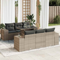 Thumbnail for 7-tlg. Garten-Sofagarnitur mit Kissen Grau Poly Rattan