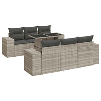 Thumbnail for 7-tlg. Garten-Sofagarnitur mit Kissen Hellgrau Poly Rattan