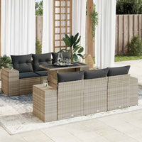 Thumbnail for 7-tlg. Garten-Sofagarnitur mit Kissen Hellgrau Poly Rattan