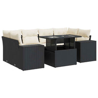 Thumbnail for 7-tlg. Garten-Sofagarnitur mit Kissen Schwarz Poly Rattan