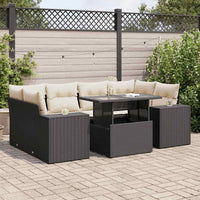 Thumbnail for 7-tlg. Garten-Sofagarnitur mit Kissen Schwarz Poly Rattan