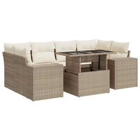 Thumbnail for 7-tlg. Garten-Sofagarnitur mit Kissen Beige Poly Rattan