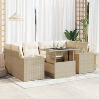 Thumbnail for 7-tlg. Garten-Sofagarnitur mit Kissen Beige Poly Rattan