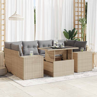 Thumbnail for 7-tlg. Garten-Sofagarnitur mit Kissen Beige Poly Rattan