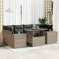 Thumbnail for 7-tlg. Garten-Sofagarnitur mit Kissen Grau Poly Rattan