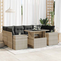 Thumbnail for 7-tlg. Garten-Sofagarnitur mit Kissen Hellgrau Poly Rattan