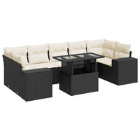 Thumbnail for 8-tlg. Garten-Sofagarnitur mit Kissen Schwarz Poly Rattan