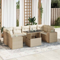 Thumbnail for 8-tlg. Garten-Sofagarnitur mit Kissen Beige Poly Rattan