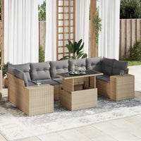Thumbnail for 8-tlg. Garten-Sofagarnitur mit Kissen Beige Poly Rattan