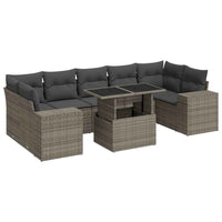 Thumbnail for 8-tlg. Garten-Sofagarnitur mit Kissen Grau Poly Rattan