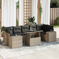 Thumbnail for 8-tlg. Garten-Sofagarnitur mit Kissen Grau Poly Rattan