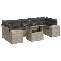 Thumbnail for 8-tlg. Garten-Sofagarnitur mit Kissen Hellgrau Poly Rattan