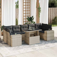 Thumbnail for 8-tlg. Garten-Sofagarnitur mit Kissen Hellgrau Poly Rattan