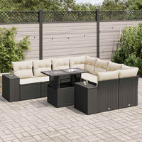 Thumbnail for 9-tlg. Garten-Sofagarnitur mit Kissen Schwarz Poly Rattan
