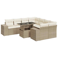 Thumbnail for 9-tlg. Garten-Sofagarnitur mit Kissen Beige Poly Rattan