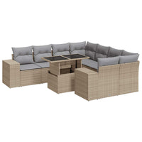 Thumbnail for 9-tlg. Garten-Sofagarnitur mit Kissen Beige Poly Rattan