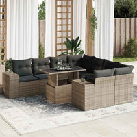Thumbnail for 9-tlg. Garten-Sofagarnitur mit Kissen Grau Poly Rattan