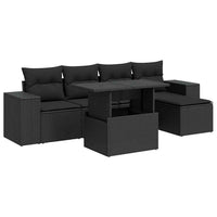 Thumbnail for 6-tlg. Garten-Sofagarnitur mit Kissen Schwarz Poly Rattan