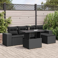 Thumbnail for 6-tlg. Garten-Sofagarnitur mit Kissen Schwarz Poly Rattan
