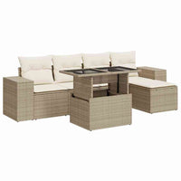 Thumbnail for 6-tlg. Garten-Sofagarnitur mit Kissen Beige Poly Rattan