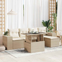 Thumbnail for 6-tlg. Garten-Sofagarnitur mit Kissen Beige Poly Rattan