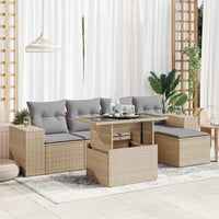 Thumbnail for 6-tlg. Garten-Sofagarnitur mit Kissen Beige Poly Rattan
