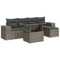 Thumbnail for 6-tlg. Garten-Sofagarnitur mit Kissen Grau Poly Rattan