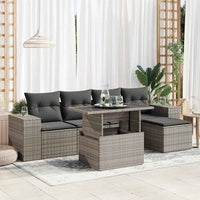 Thumbnail for 6-tlg. Garten-Sofagarnitur mit Kissen Grau Poly Rattan