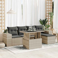 Thumbnail for 6-tlg. Garten-Sofagarnitur mit Kissen Hellgrau Poly Rattan