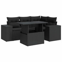 Thumbnail for 5-tlg. Garten-Sofagarnitur mit Kissen Schwarz Poly Rattan