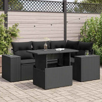 Thumbnail for 5-tlg. Garten-Sofagarnitur mit Kissen Schwarz Poly Rattan