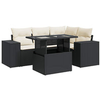 Thumbnail for 5-tlg. Garten-Sofagarnitur mit Kissen Schwarz Poly Rattan