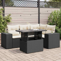 Thumbnail for 5-tlg. Garten-Sofagarnitur mit Kissen Schwarz Poly Rattan