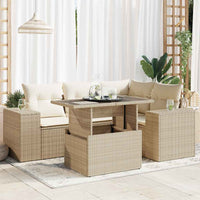 Thumbnail for 5-tlg. Garten-Sofagarnitur mit Kissen Beige Poly Rattan