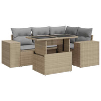 Thumbnail for 5-tlg. Garten-Sofagarnitur mit Kissen Beige Poly Rattan