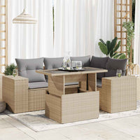 Thumbnail for 5-tlg. Garten-Sofagarnitur mit Kissen Beige Poly Rattan