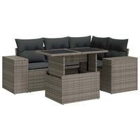Thumbnail for 5-tlg. Garten-Sofagarnitur mit Kissen Grau Poly Rattan