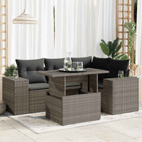 Thumbnail for 5-tlg. Garten-Sofagarnitur mit Kissen Grau Poly Rattan