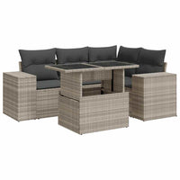 Thumbnail for 5-tlg. Garten-Sofagarnitur mit Kissen Hellgrau Poly Rattan