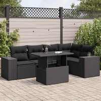 Thumbnail for 6-tlg. Garten-Sofagarnitur mit Kissen Schwarz Poly Rattan