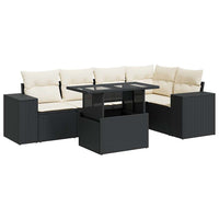Thumbnail for 6-tlg. Garten-Sofagarnitur mit Kissen Schwarz Poly Rattan
