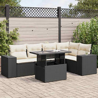 Thumbnail for 6-tlg. Garten-Sofagarnitur mit Kissen Schwarz Poly Rattan