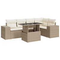 Thumbnail for 6-tlg. Garten-Sofagarnitur mit Kissen Beige Poly Rattan